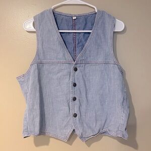 Vintage retro 90s denim lightweight button up whimsical westerncore vest